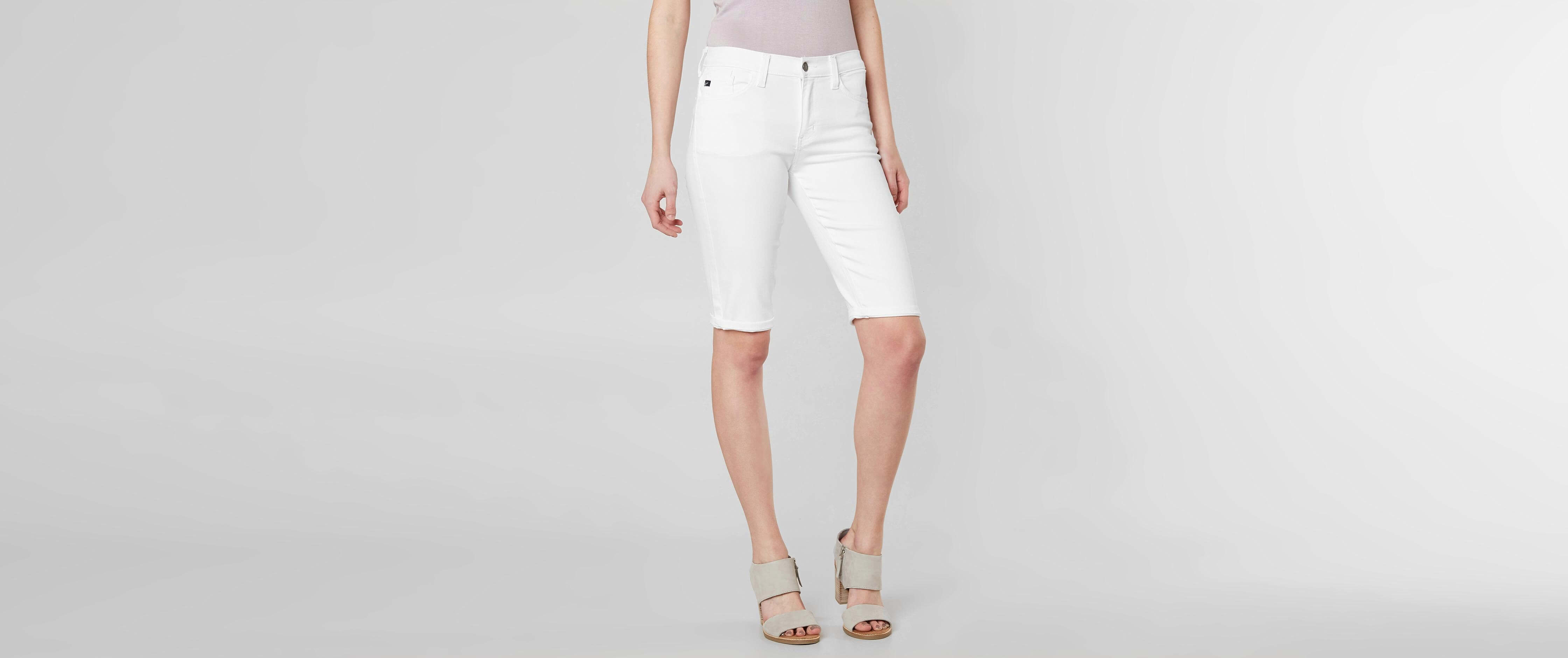 KanCan MidRise Bermuda Stretch Short Women's Shorts in White Buckle
