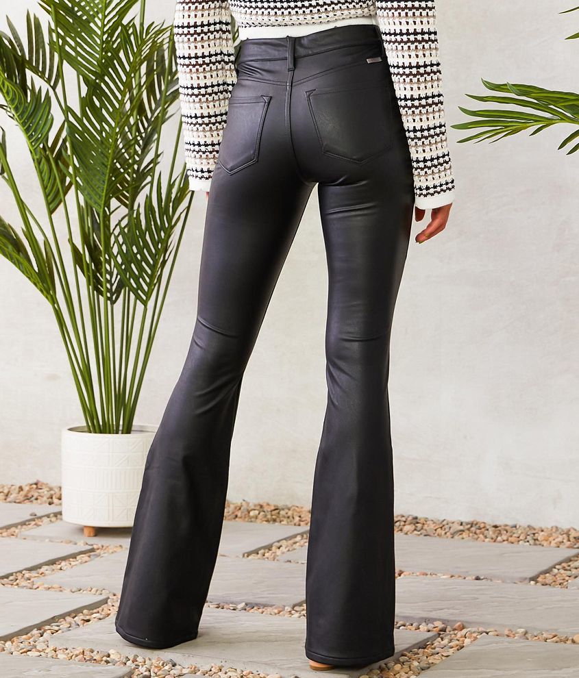 Mid-Rise Faux Leather Flare Pant