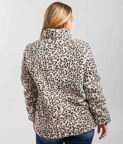 KanCan Signature Animal Print Sherpa Jacket BACK