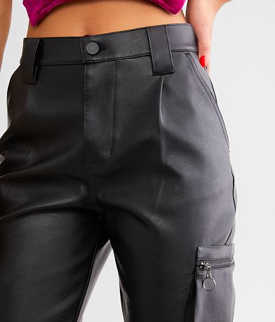 KanCan High Rise Faux Leather Cargo Jogger misc detail 1 view