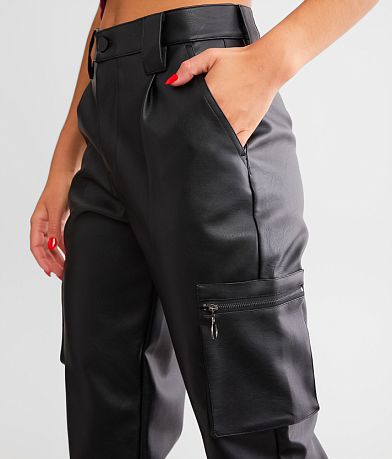 KanCan High Rise Faux Leather Cargo Jogger misc detail 2 view