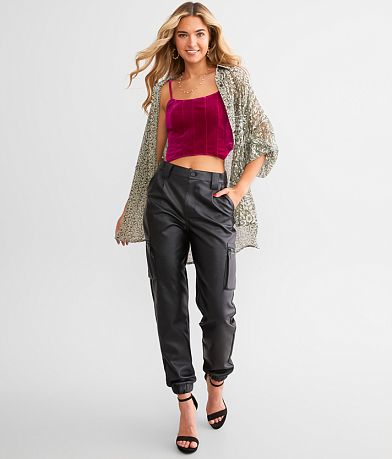 KanCan High Rise Faux Leather Cargo Jogger misc detail 3 view