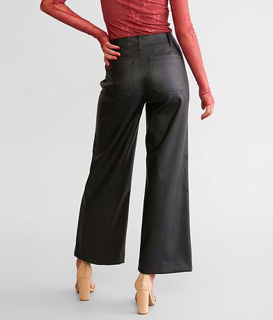 KanCan High Rise Cropped Wide Leg Pleather Pant BACK