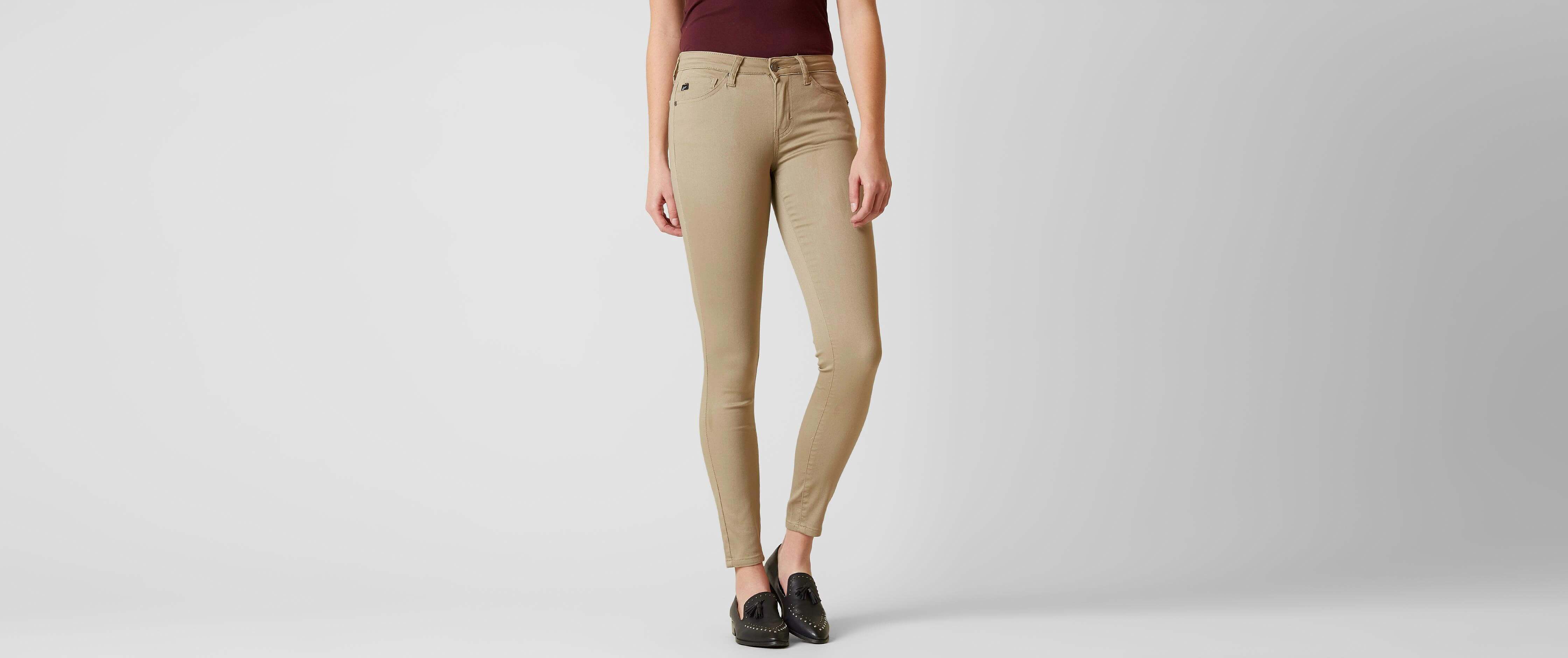 Womens Jeans Khaki Super Skinny Jeans KanCan Mid-Rise Ankle Skinny