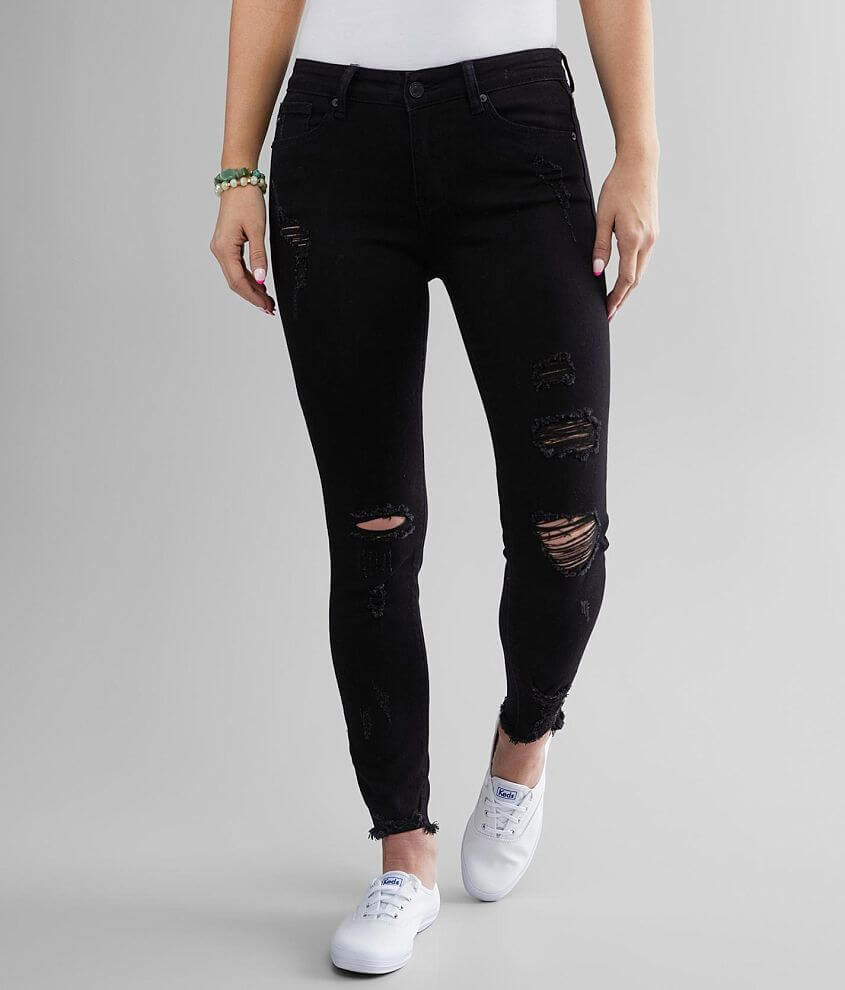 Mid rise ripped stretch ankle outlet leggings