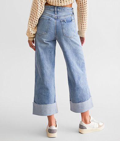 KanCan 90s Cropped Wide Leg Stretch Cuffed Jean back view