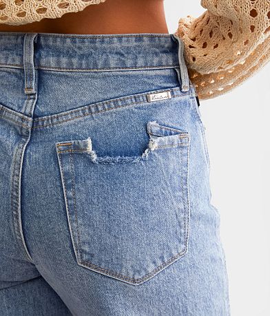 KanCan 90s Cropped Wide Leg Stretch Cuffed Jean back pocket view