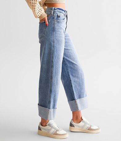 KanCan 90s Cropped Wide Leg Stretch Cuffed Jean full right side view
