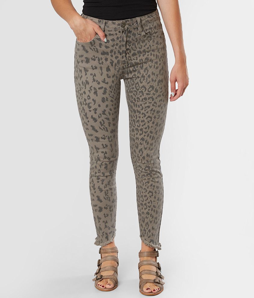 KanCan Leopard Mid-Rise Ankle Skinny Stretch Jean front view
