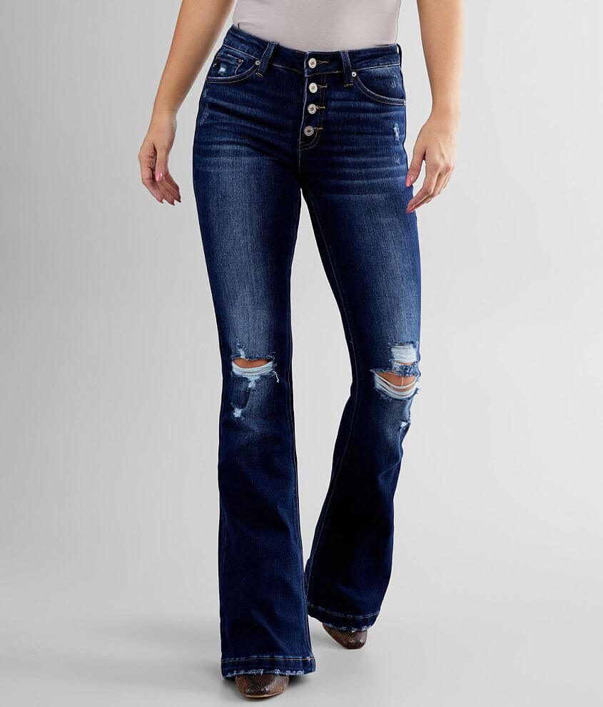 KanCan Mid-Rise Flare Stretch Jean front view