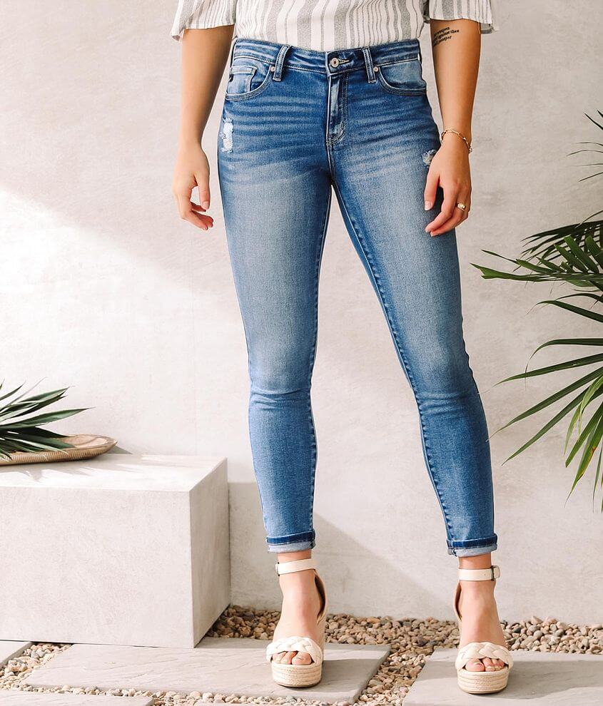 Kancan Mid Rise Super Skinny Stretch Jean Women S Jeans In Medium Buckle