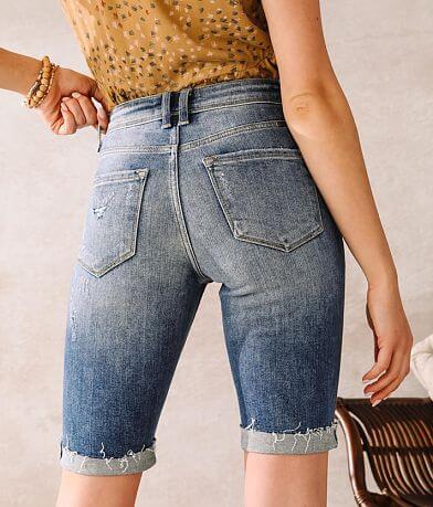 KanCan High Rise Bermuda Stretch Cuffed Short back view