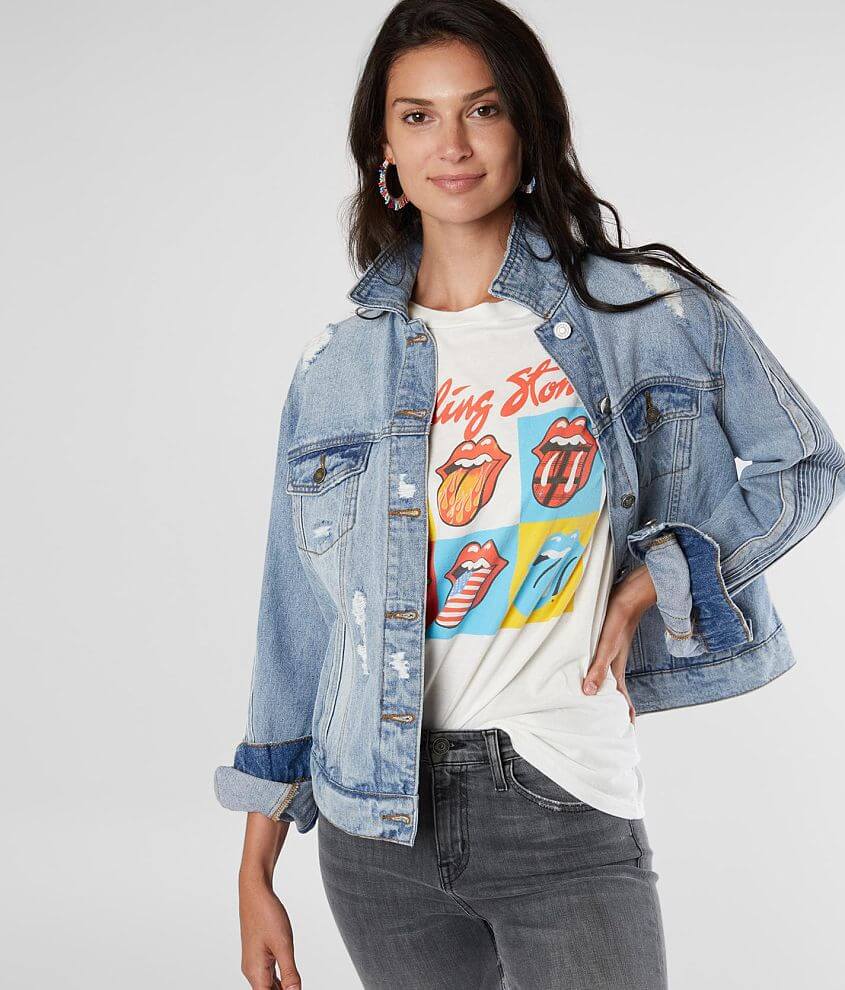 KanCan Destructed Denim Jacket Women s Coats Jackets in Denim