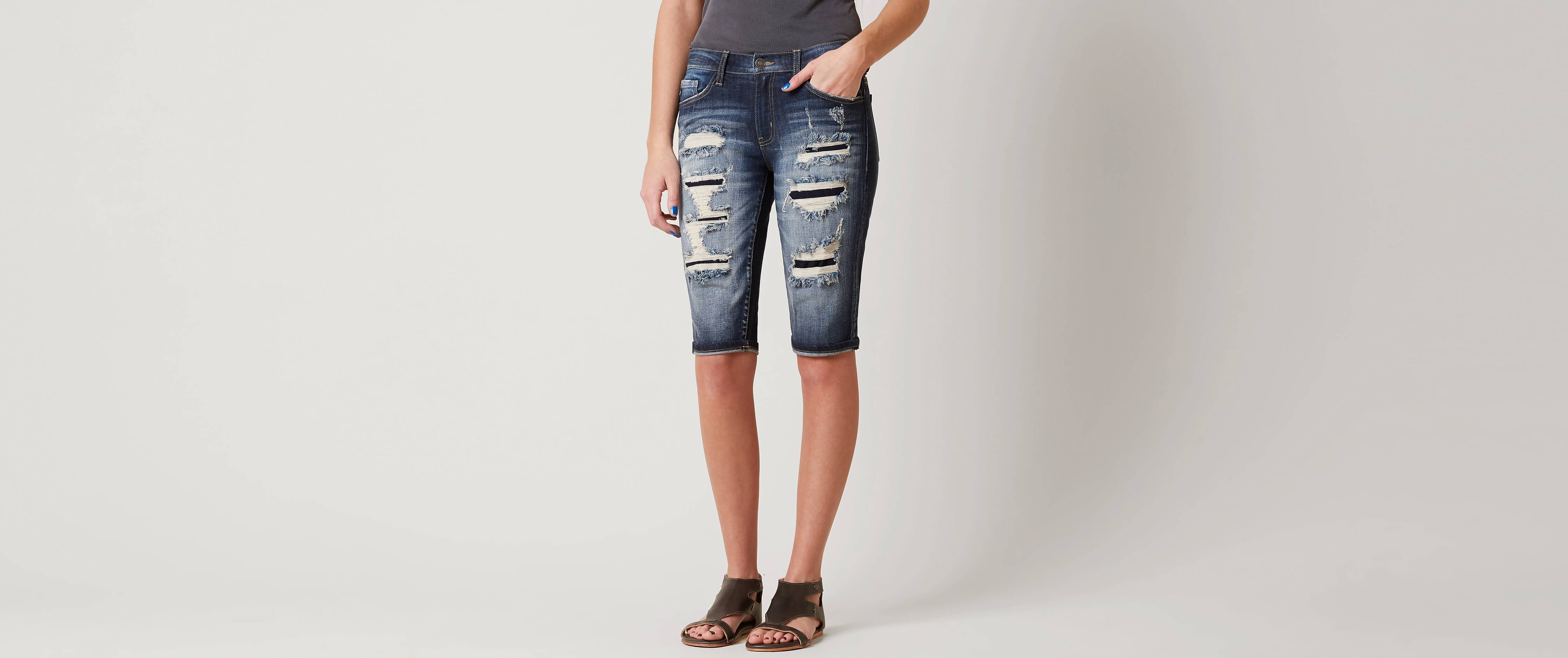 KanCan MidRise Bermuda Stretch Short Women's Shorts in Aye Buckle