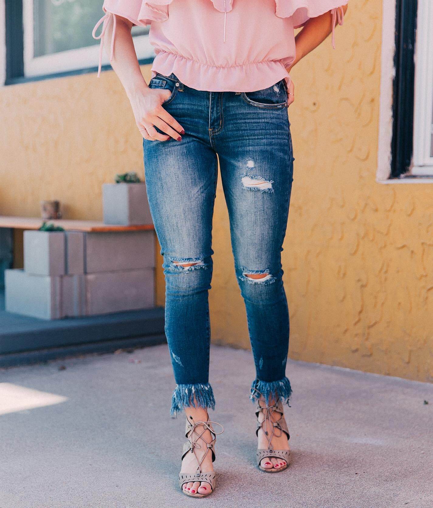 womens jeans with frayed bottoms