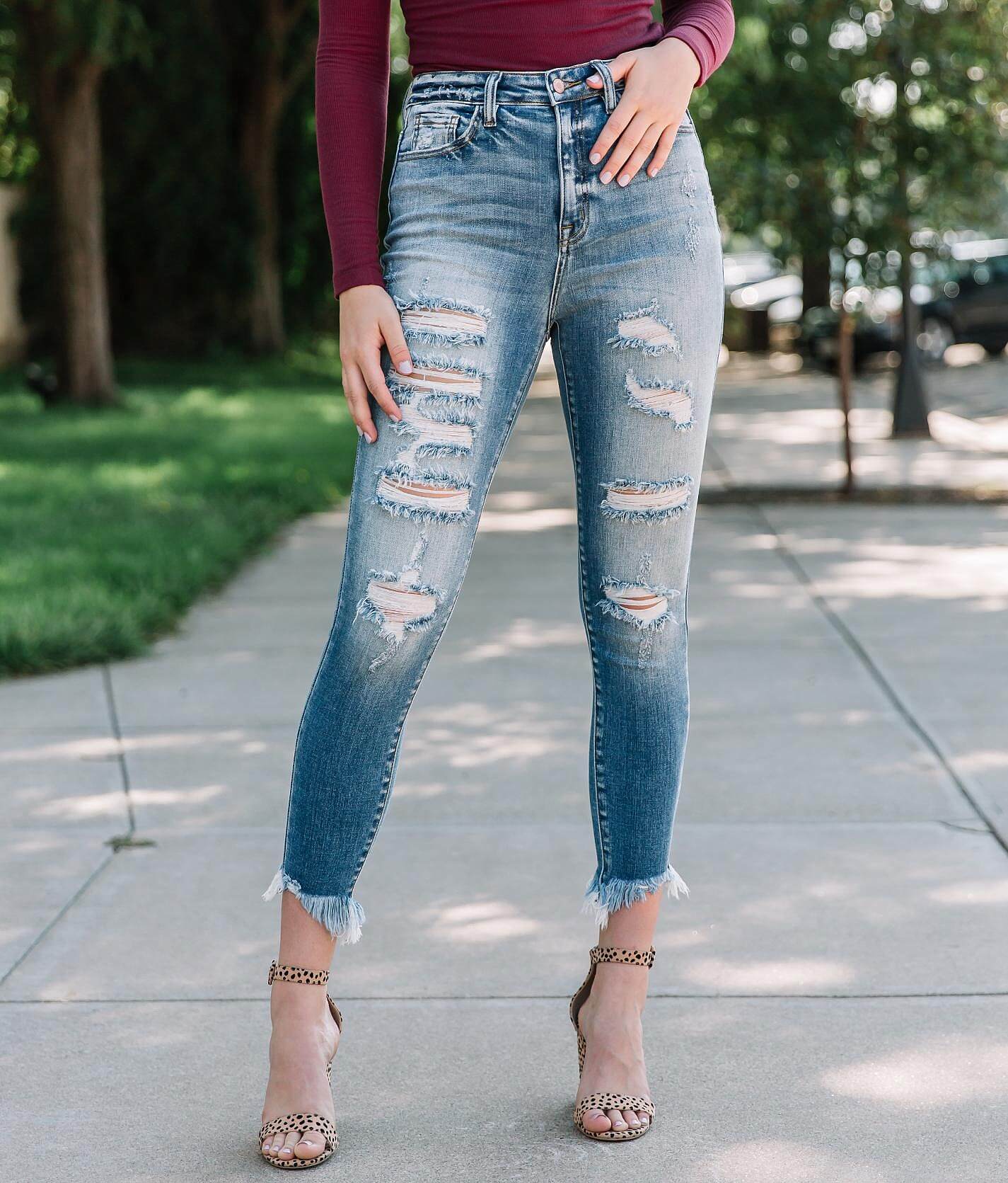 high rise ankle jeans
