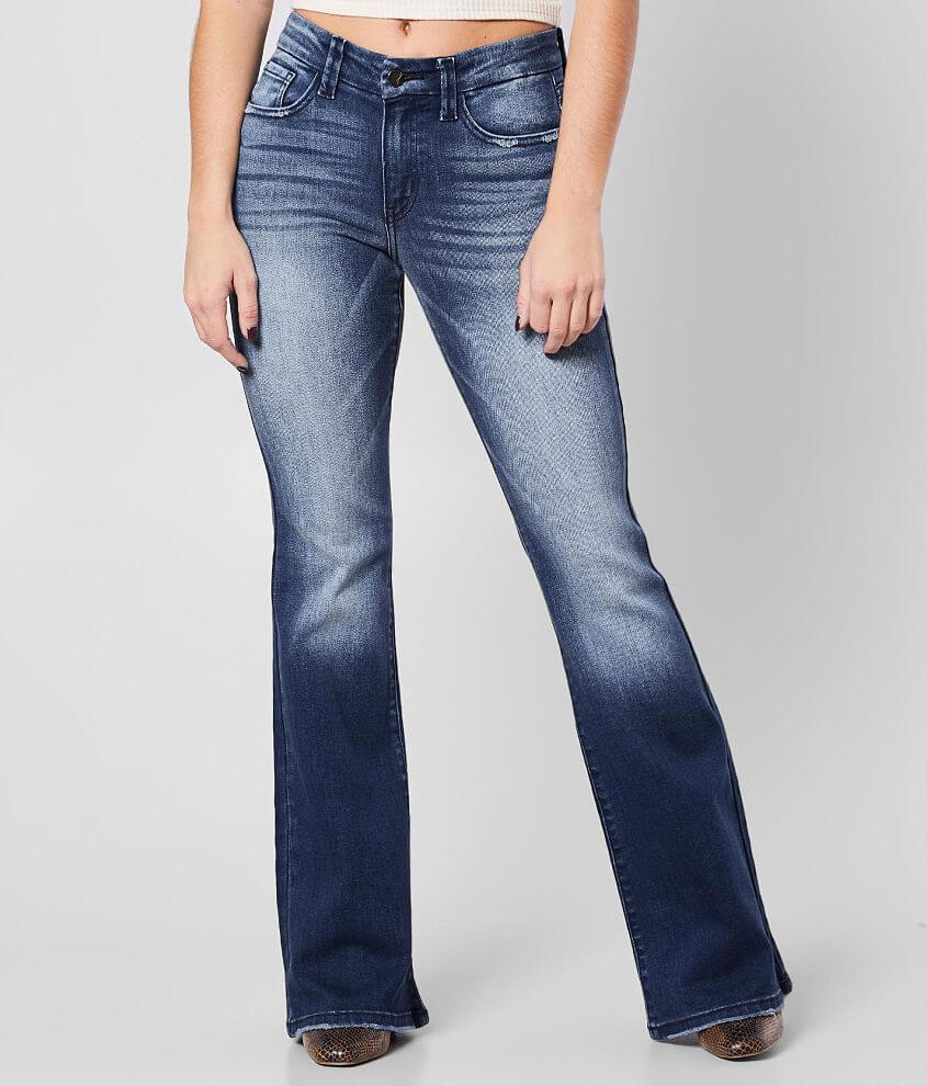 Kancan Signature Mid Rise Flare Stretch Jean Womens Jeans In Nicole Buckle 