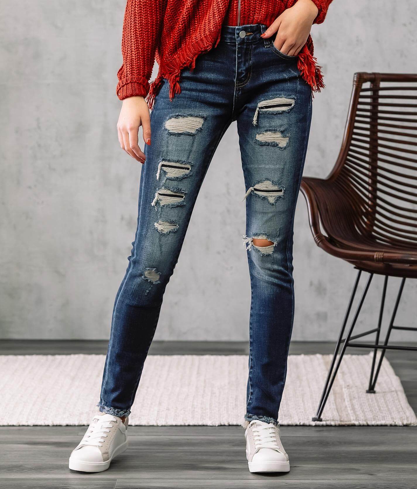 mid rise skinny stretch jeans