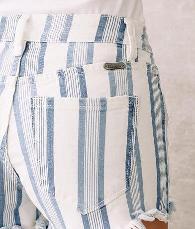 KanCan Signature High Rise Striped Stretch Short BACK_POCKET
