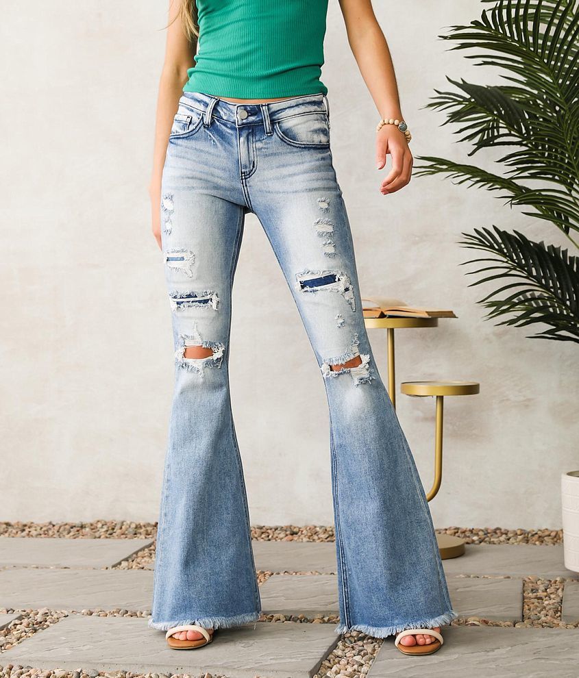 KanCan Signature Mid-Rise Super Flare Stretch Jean front view
