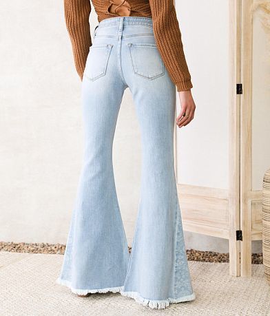 KanCan Signature High Rise Print Inset Flare Jean BACK