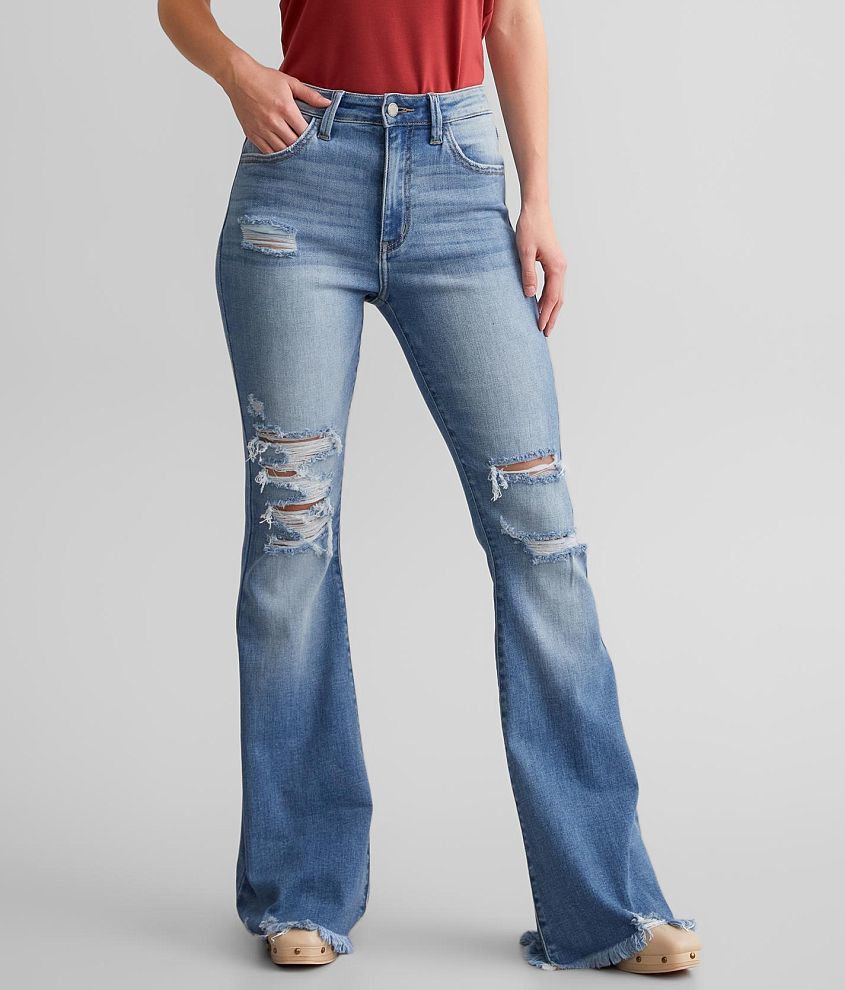 KanCan Signature Kurvy Ultra High Flare Stretch Jean front view