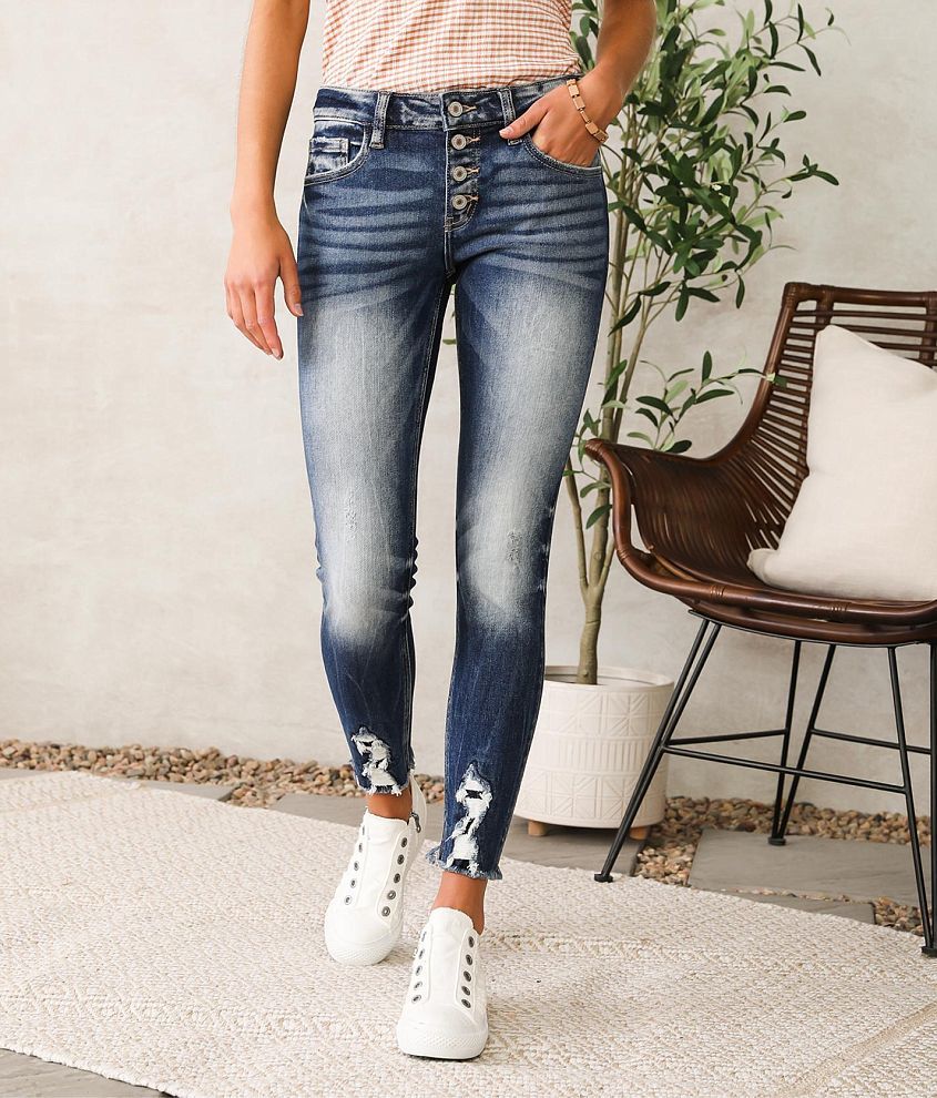 Kancan exposed button store jeans