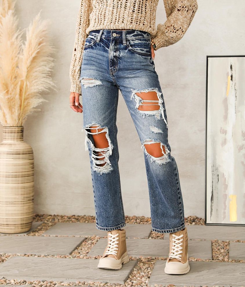 Vintage stretch ultra high rise crop straight sales jeans