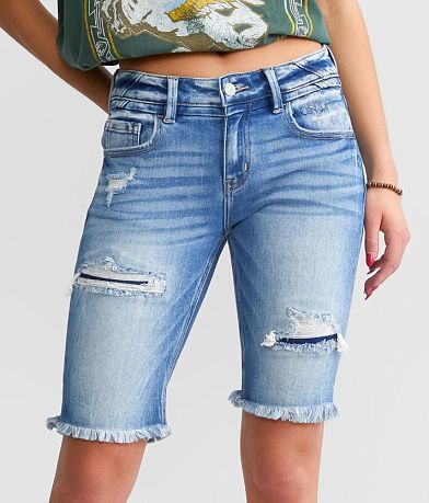 KanCan Signature Mid-Rise Bermuda Stretch Short front view
