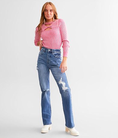 KanCan Signature High Waisted Wide Leg Jean - Women's Jeans in Sinead