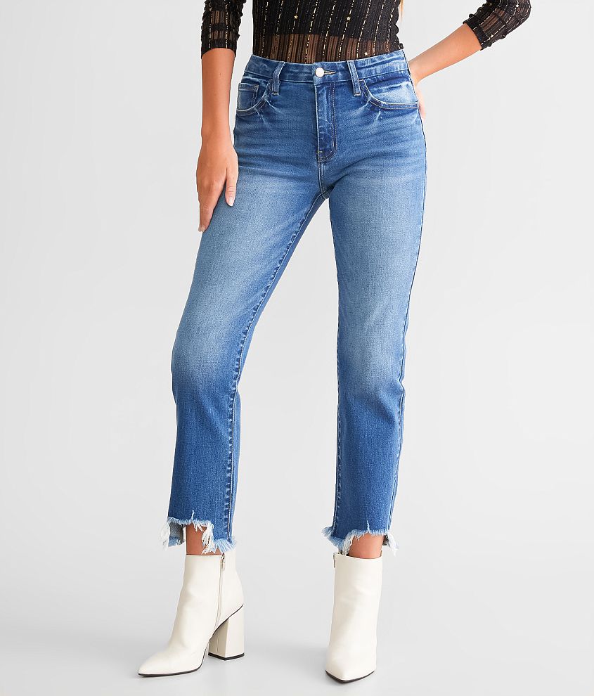 KanCan Signature High Rise Cropped Straight Stretch Jean front view