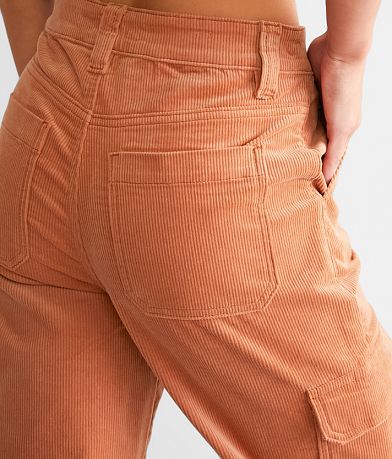 KanCan Signature 90s Cropped Wide Leg Corduroy Cargo Pant back pocket view