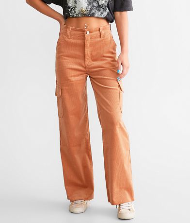 KanCan Signature 90s Cropped Wide Leg Corduroy Cargo Pant full left side view