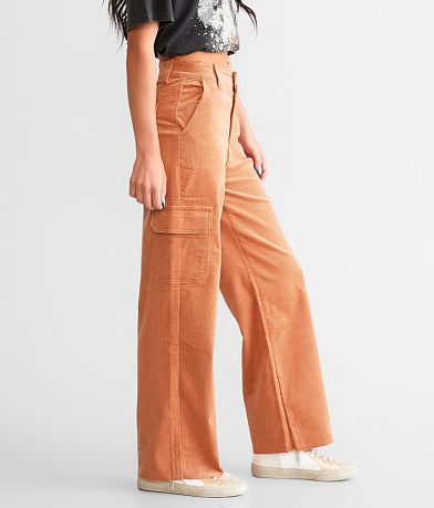 KanCan Signature 90s Cropped Wide Leg Corduroy Cargo Pant full right side view