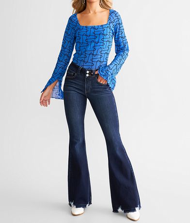 KanCan Signature Mid-Rise Flare Stretch Jean front view