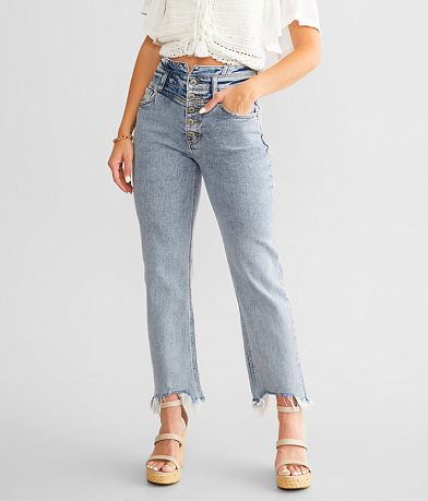 KanCan Signature High Rise Cropped Straight Stretch Jean front view