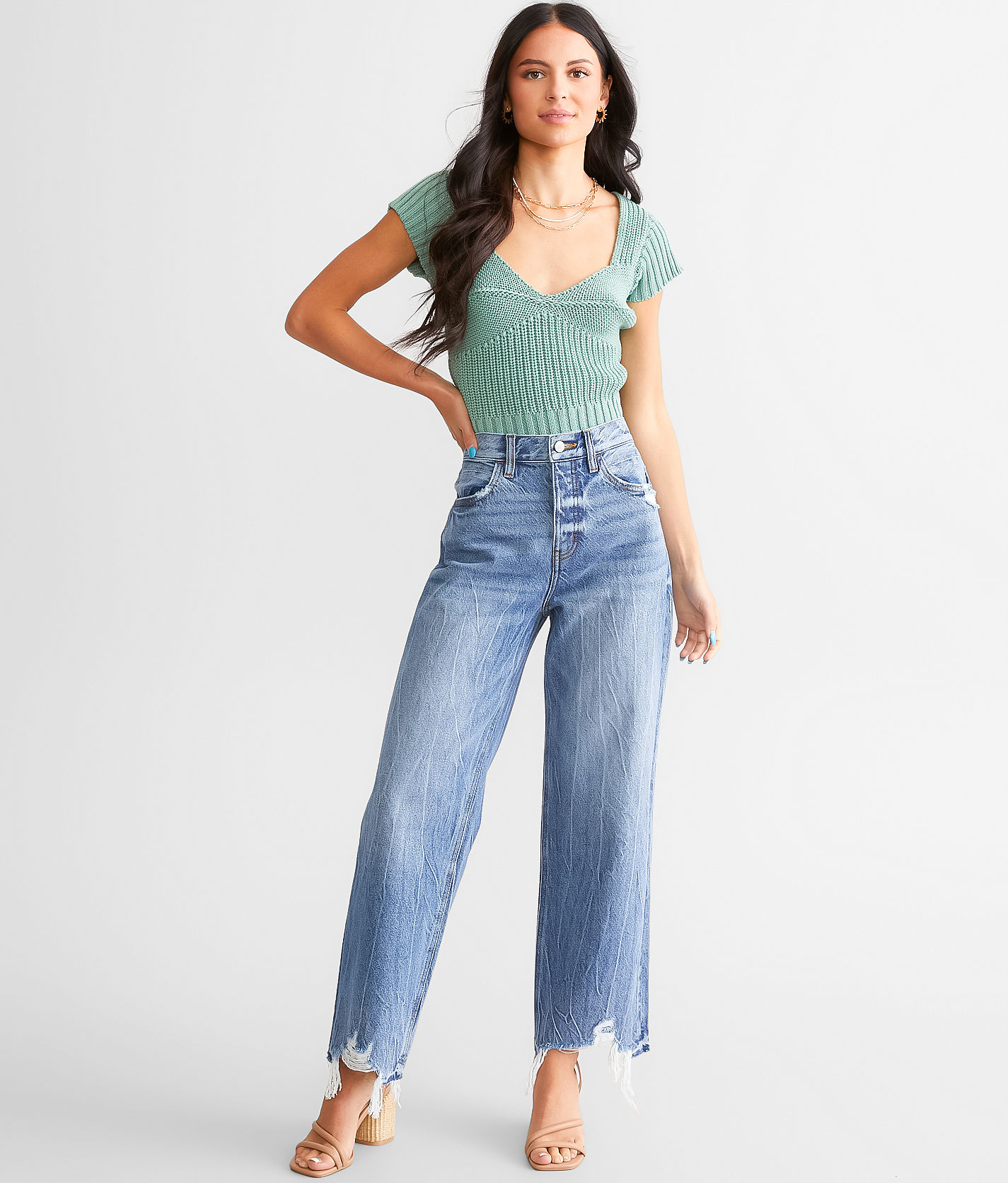 KanCan Signature 90's Cropped Wide Leg Jean - Women's Jeans in