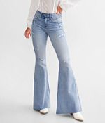 Kancan hot women’s signature mid rise super flare button fly jeans. Size 34