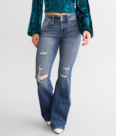 KanCan Signature Kurvy Mid-Rise Flare Stretch Jean front view