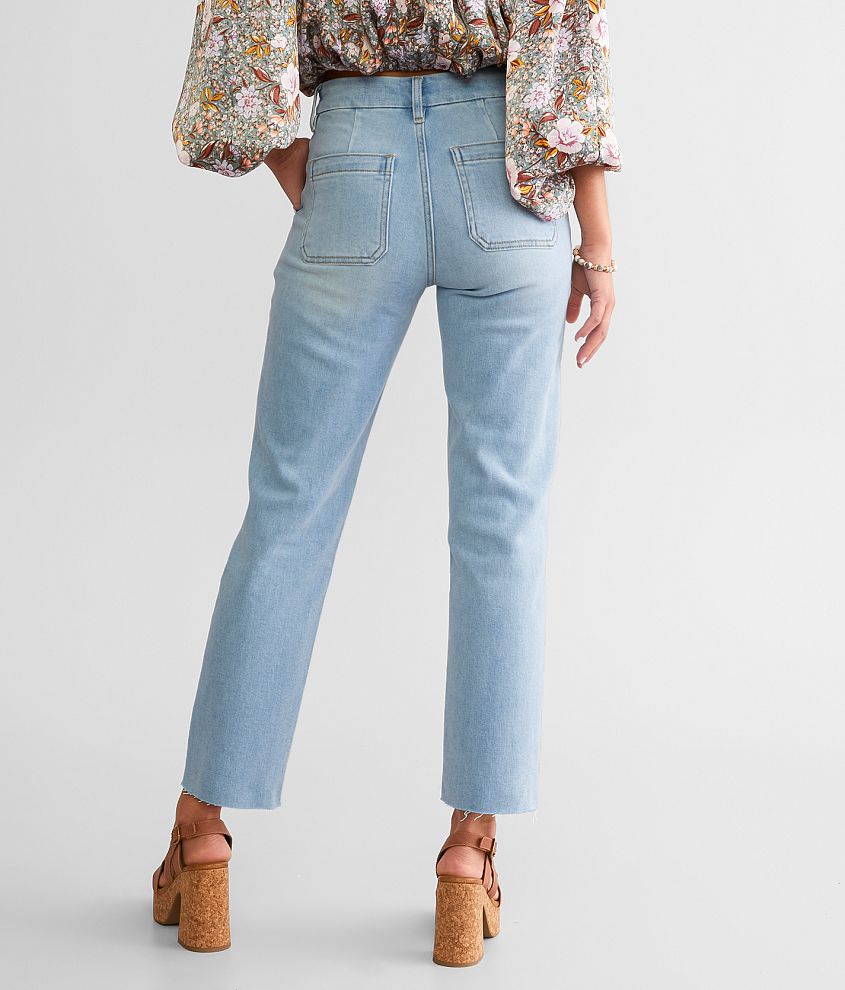 High Rise Cropped Straight Stretch Jean