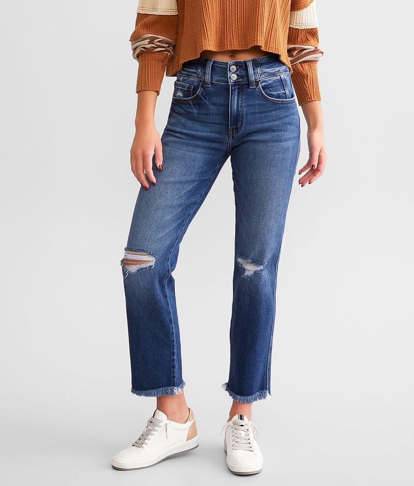 Kan Can Signature High Rise Cropped Straight Stretch Jean