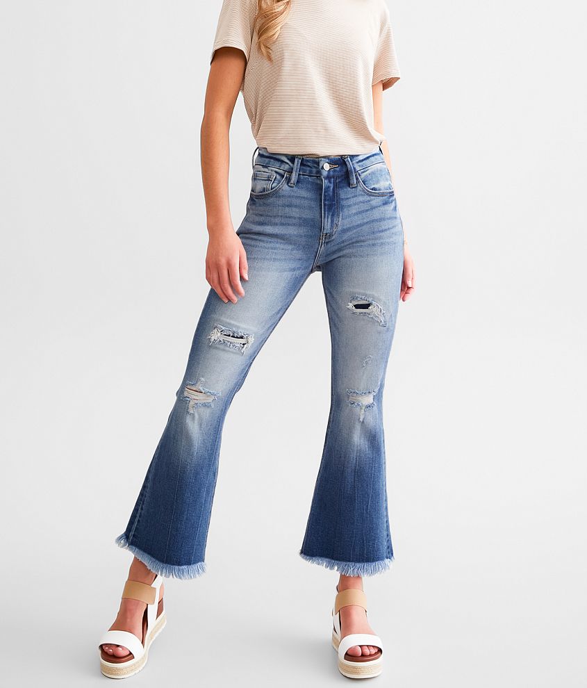 KanCan Signature High Rise Cropped Flare Stretch Jean front view