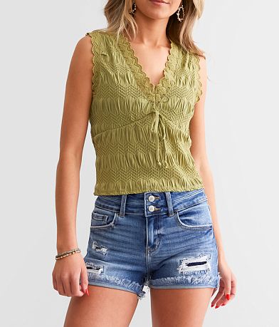 KanCan Signature Mid-Rise Cuffed Stretch Short front view