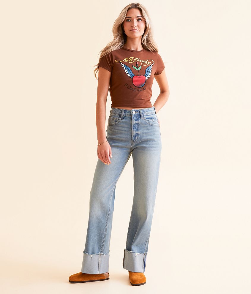 KanCan Signature 90's Straight Stretch Cuffed Jean front view