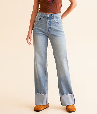 KanCan Signature 90&apos;s Straight Stretch Cuffed Jean full left side view