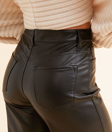 KanCan Signature 90s Wide Leg Faux Leather Pant back pocket view