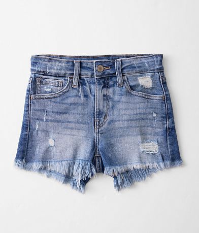 Girls Blue Cow Print Denim Shorts - Lyush Kids