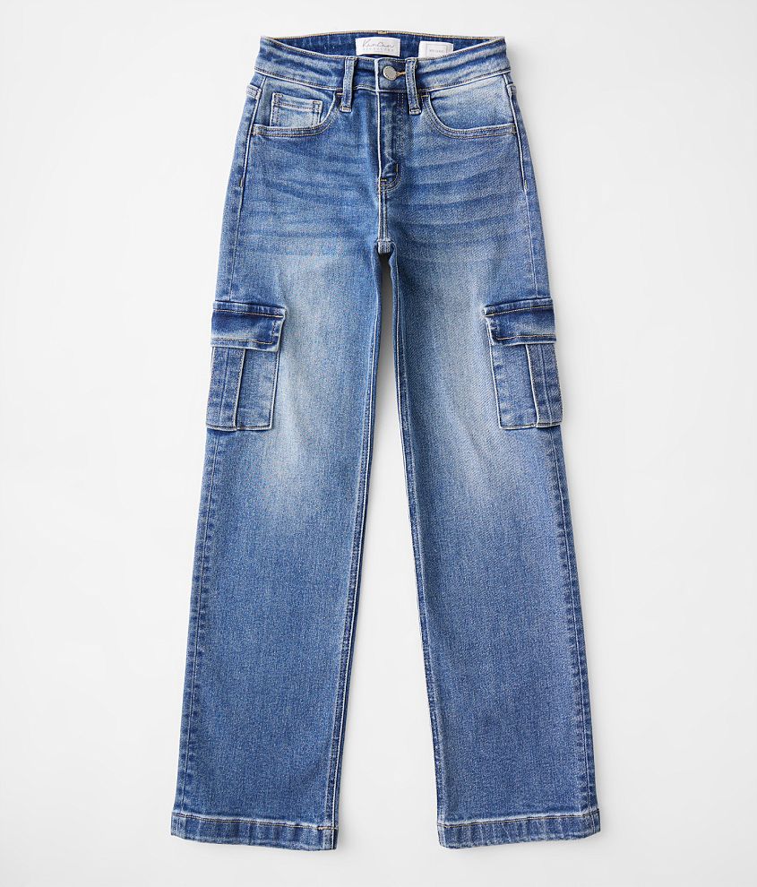 Girls - KanCan Signature 90's Cargo Straight Stretch Jean front view