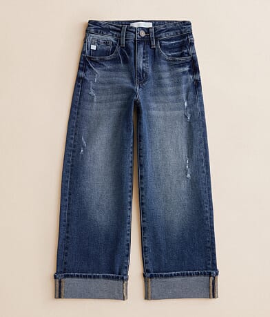 KanCan Girls - High Rise Cropped Wide Leg Stretch Jean front view