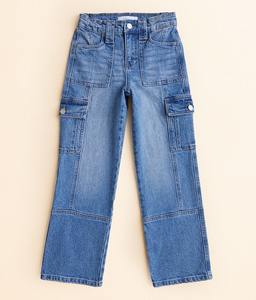 Girls - KanCan High Rise Straight Cargo Stretch Jean front view